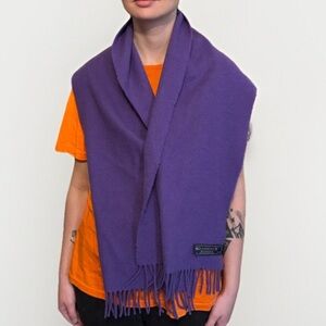 Glenhusky Purple Scarf with Fringe 100% Lambswool Made In Scotland Vintage READ